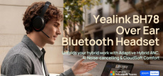 110349 110349 Nieuwe Yealink BH78 premium Bluetooth over-ear headset met BHC78-laadstandaard, Adaptive Hybrid ANC en AI-ruisonderdrukking.